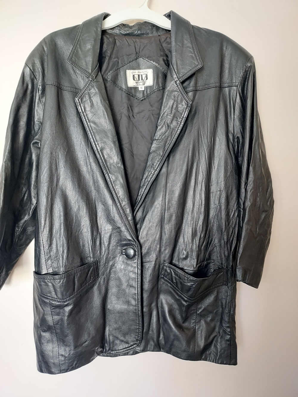 Vintage Classic Black Genuine Leather Blazer Jacket Small Classic Fall Winter